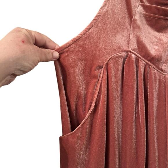 BiBi M velvet oversized wide leg adjustable overalls dusty pink mauve - Picture 3 of 11